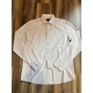 Tom Baine Dress Shirt Mens L 16-16.5 34/35 Tan Design Slim Fit Long Sleeve